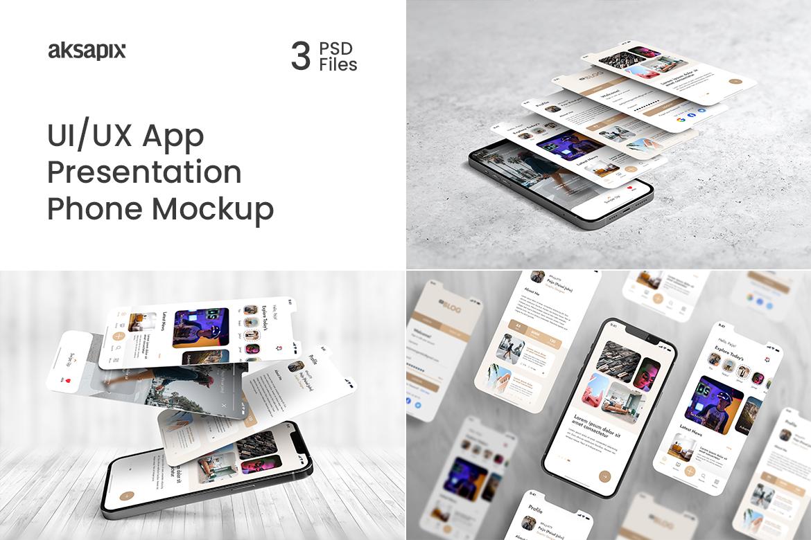 UI - UX App Presentation - Phone Mockup | Premium & Free PSD Mockup Store