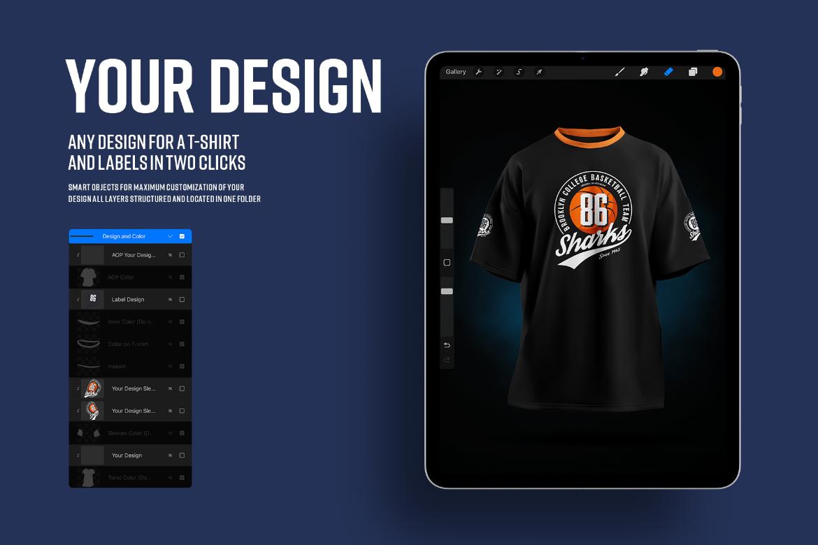 5 Mockups Oversize T shirt for Procreate vol 2 Premium Free PSD
