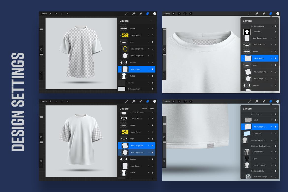 5 Mockups Oversize T shirt for Procreate vol 2 Premium Free PSD