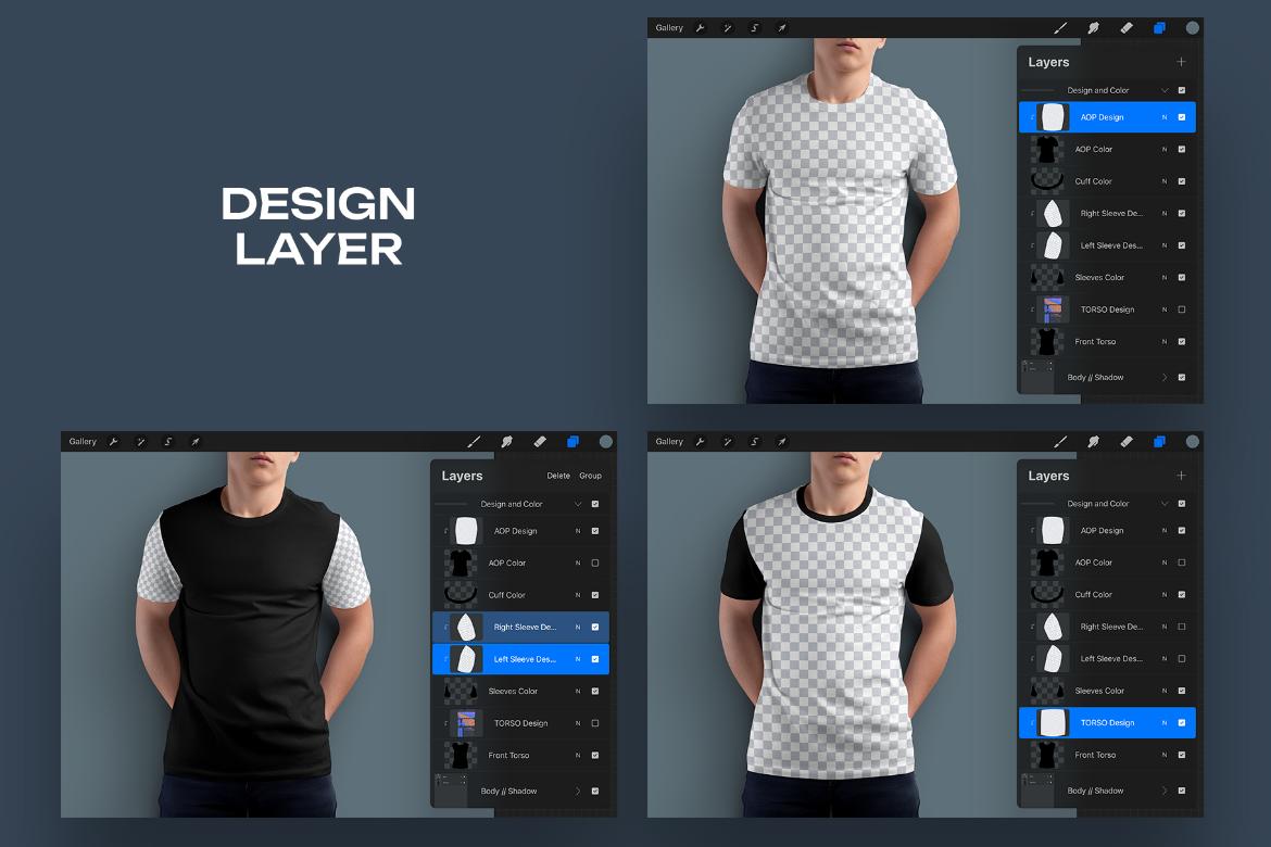 5 Mockups Man T Shirt for Procreate Premium Free PSD Mockup Store